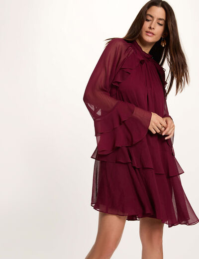 Robe courte fluide prune femme