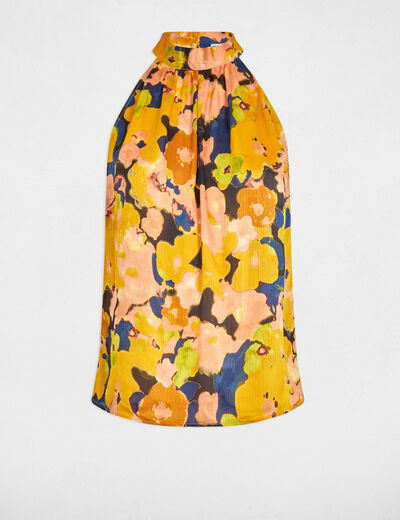 Top fluide col montant multicolore femme