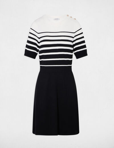 Robe tricot courte cintr&eacute;e noir femme