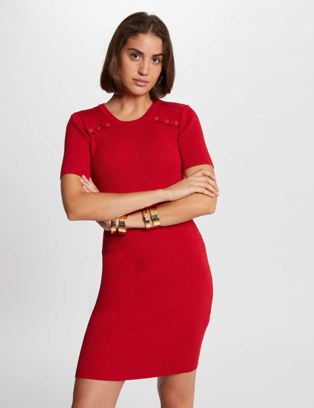 Aansluitende gebreide jurk medium rood vrouw