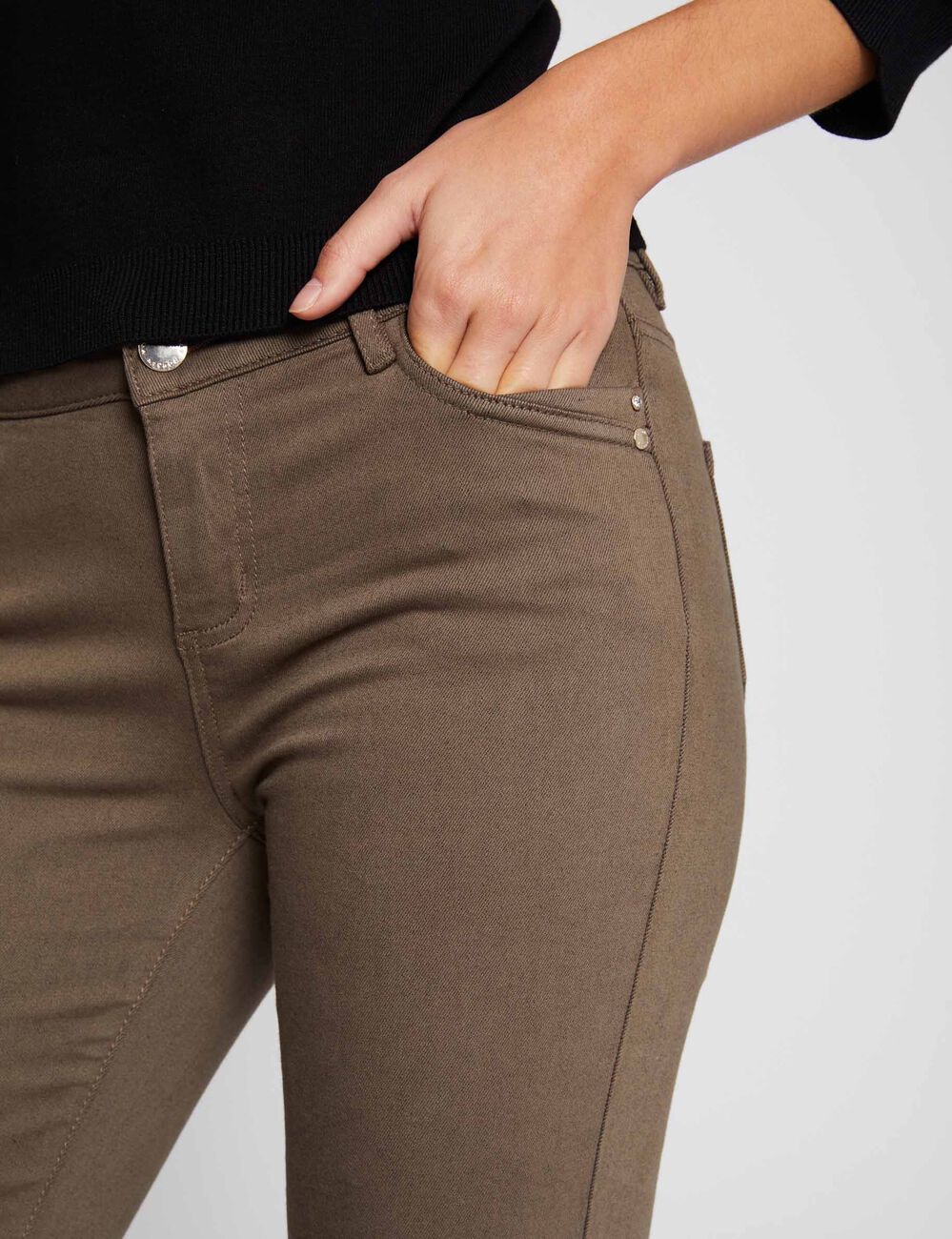 Skinny broek met lage taille brons vrouw