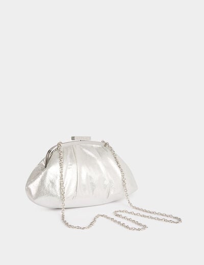 Pochette similicuir couleur argent femme