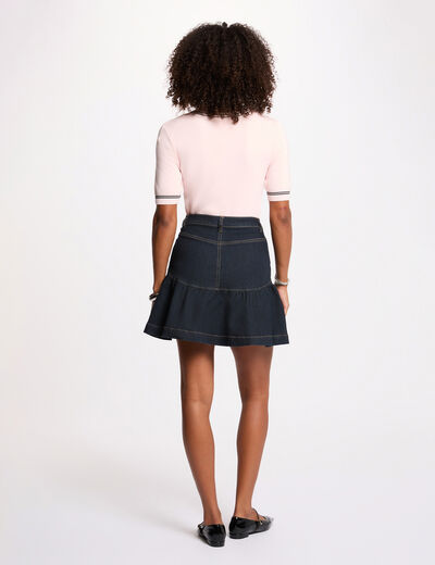 Jupe courte &eacute;vas&eacute;e bleu femme