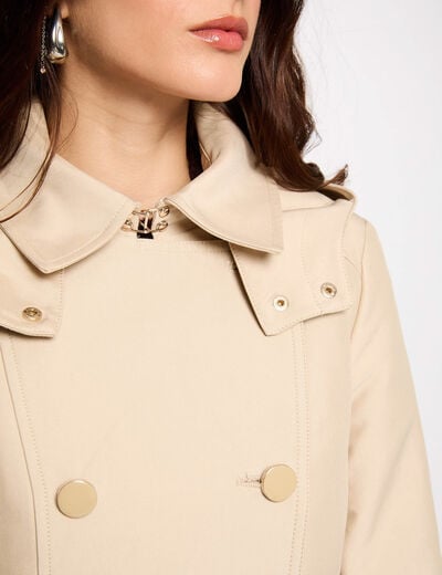 Trench cintré ceinturé à capuche sable femme