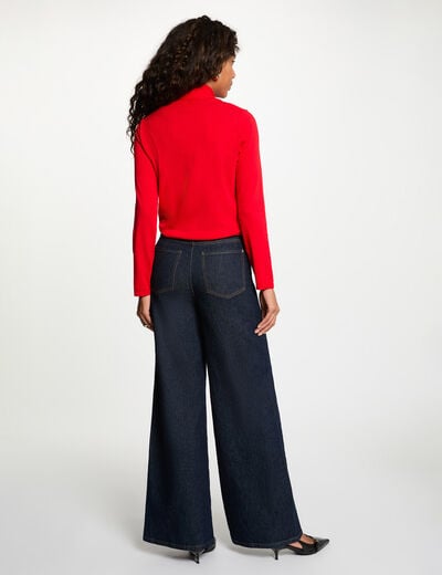 Pull col ch&acirc;le rouge femme