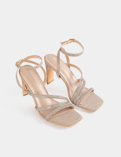sandalen met hak en pailletten zand vrouw Sandalen met hak en pailletten zand vrouw