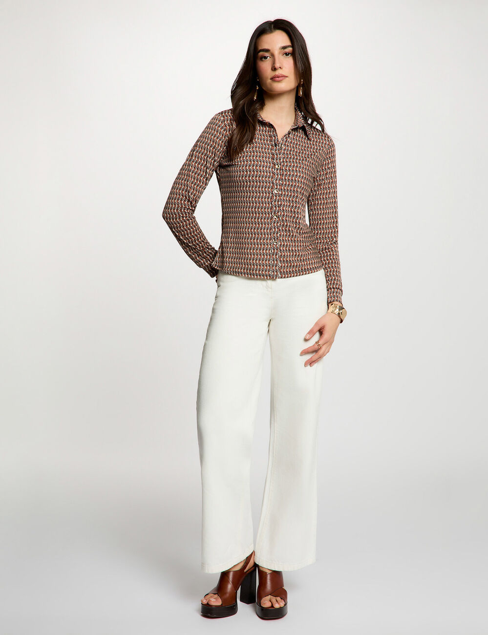 T-shirt met kraag meerkleurig vrouw