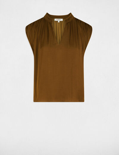 Blouse met korte mouwen camel vrouw