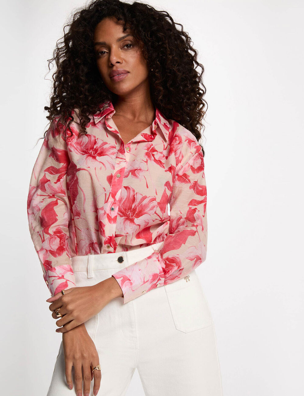 Chemise col &agrave; revers multicolore femme