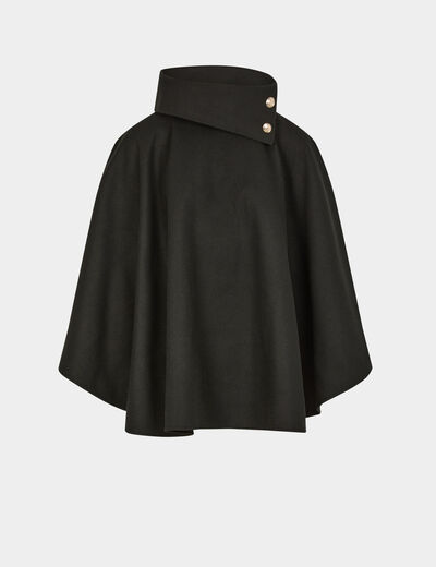 Poncho met opstaande kraag zwart vrouw