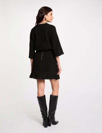 Jupe courte plissée noir femme