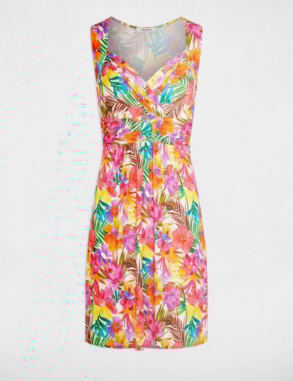 Robe courte col coeur multicolore femme