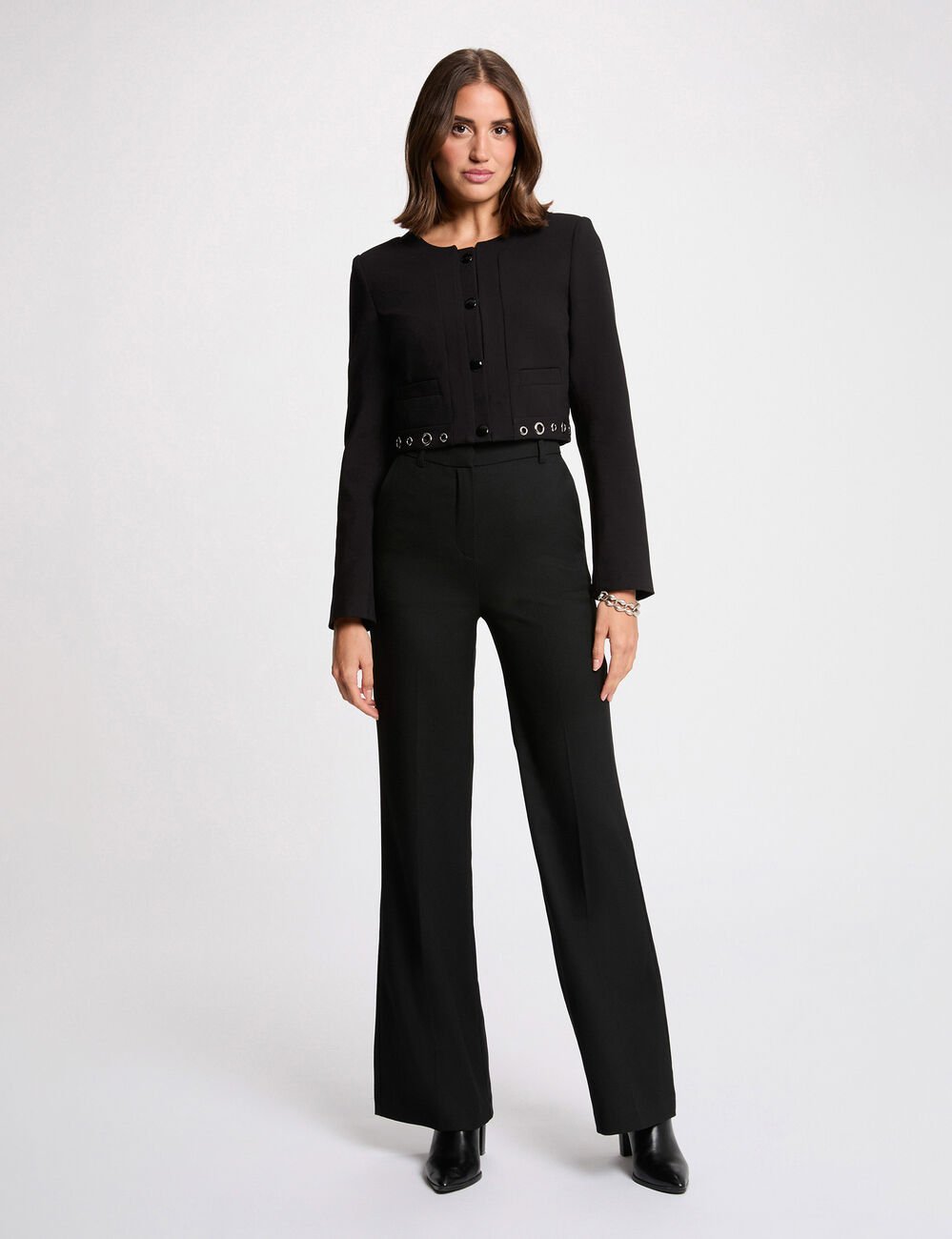 Mouwloos recht jasje zwart vrouw