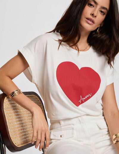 T-shirt droit inscription blanc femme