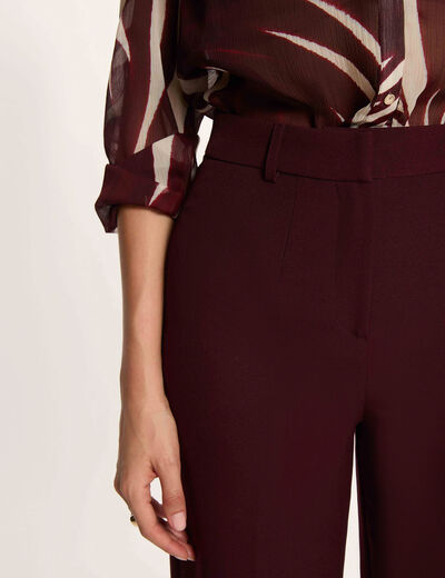 Rechte broek met plooitjes pruim vrouw