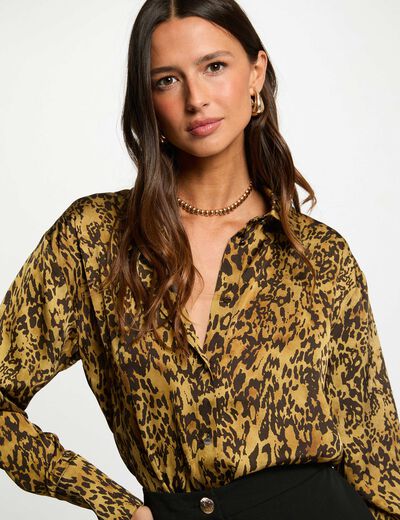 chemise satinee imprimee multicolore femme Chemise satinée imprimée multicolore femme