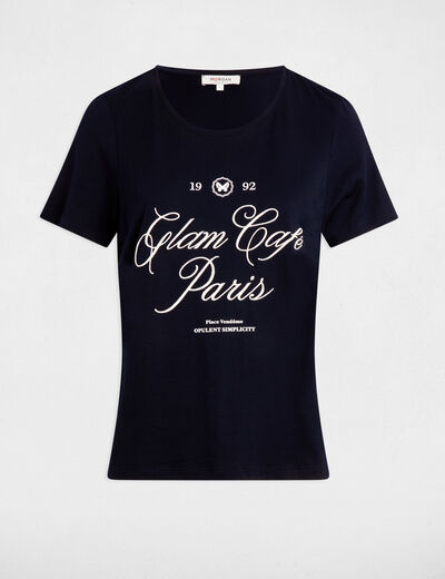T-shirt à inscription bleu marine femme