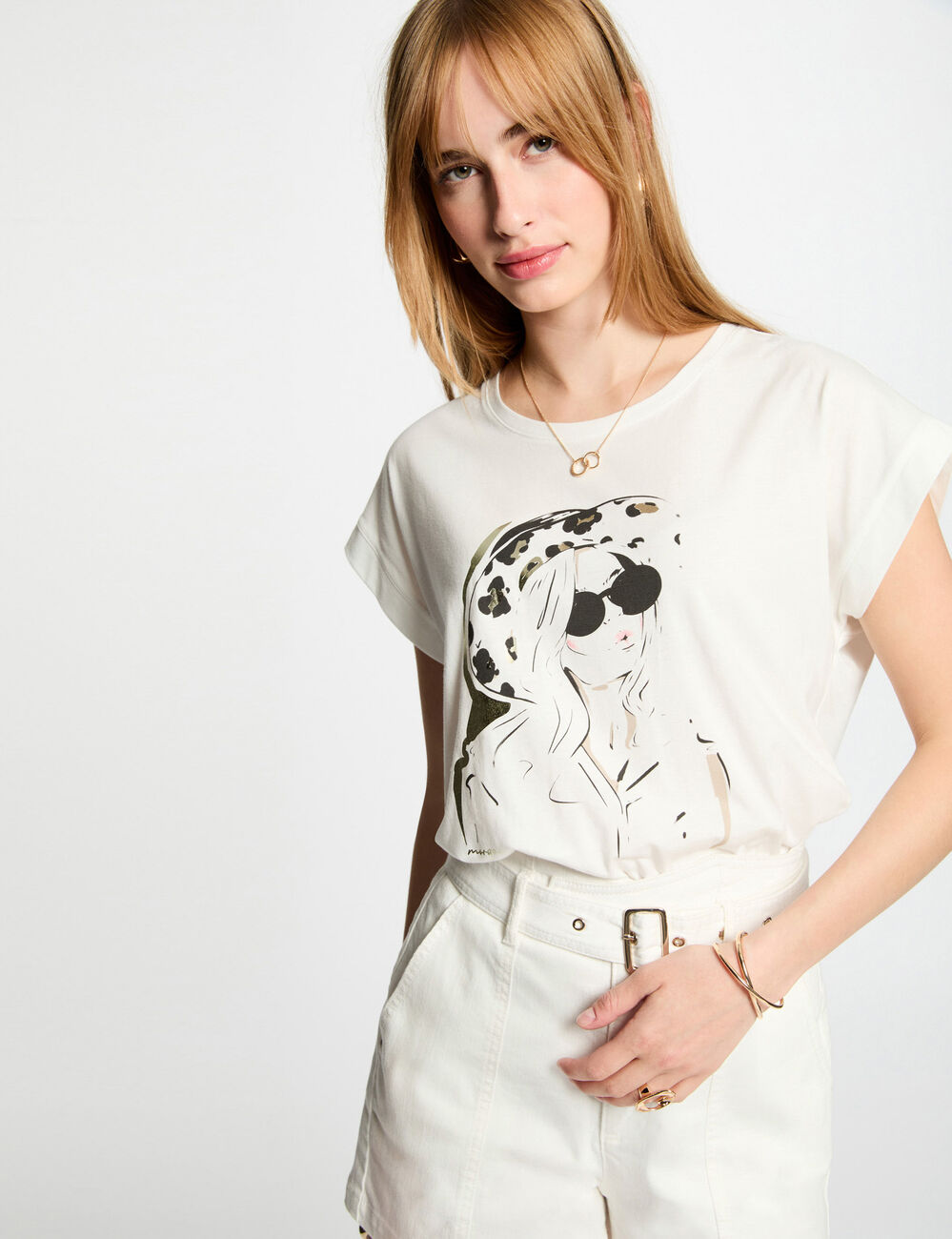 T-shirt met opschrift helder wit vrouw