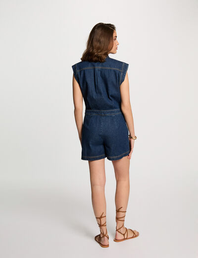 Combishort en jean denim brut femme