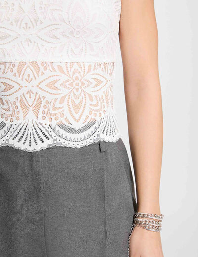 Débardeur bretelles fines ivoire femme