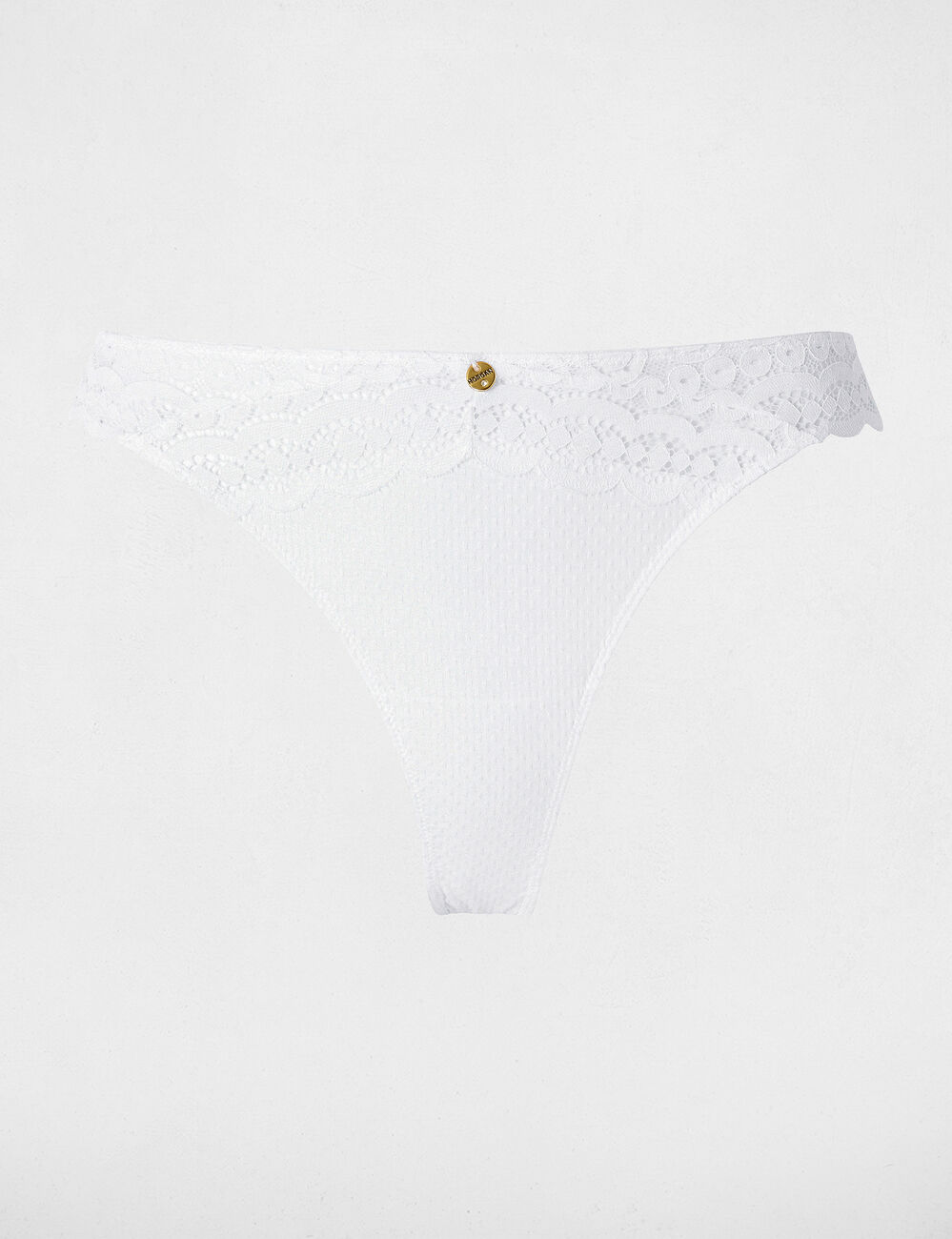 Tanga dentelle taille basse blanc femme