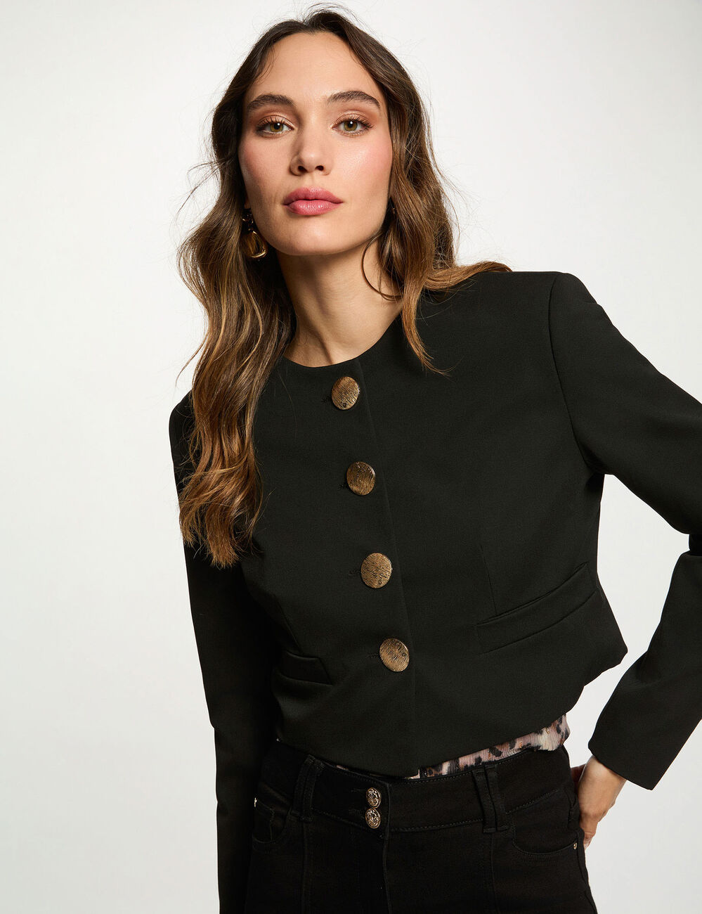 Veste courte noir femme