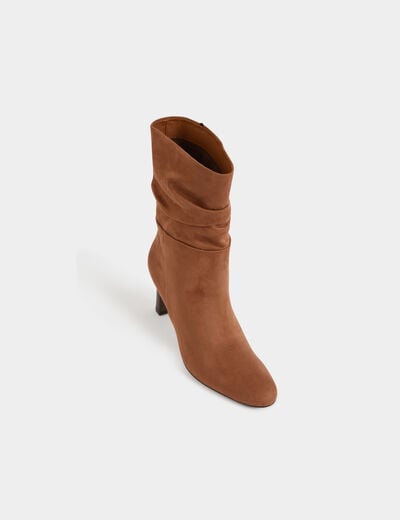 Botte plissée beige femme