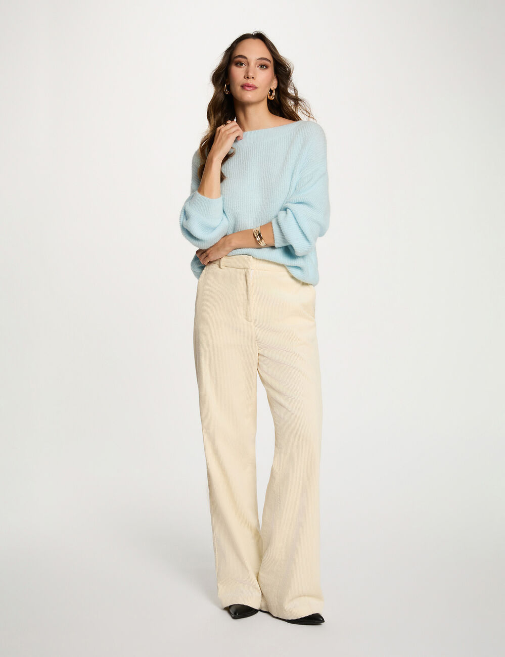 Ronde hals trui hemelsblauw vrouw