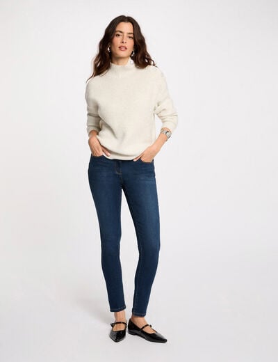 Slim fit jeans standaardmaat ruw denim vrouw