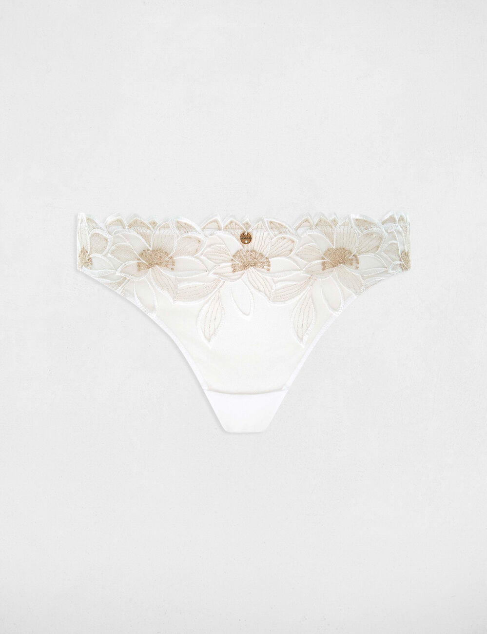 Tanga en dentelle ivoire femme