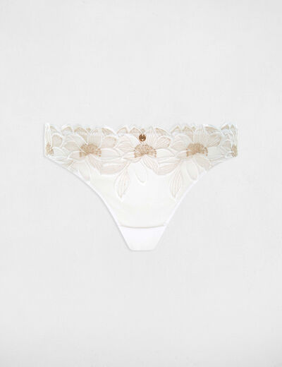 Tanga en dentelle ivoire femme