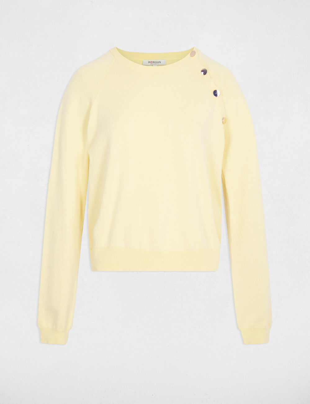 Pull fin ajusté jaune clair femme