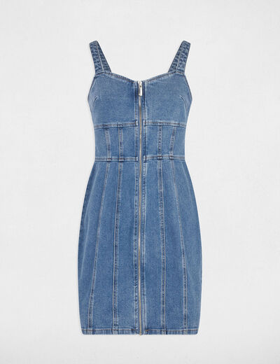 Robe courte ajustée en jean denim stone femme