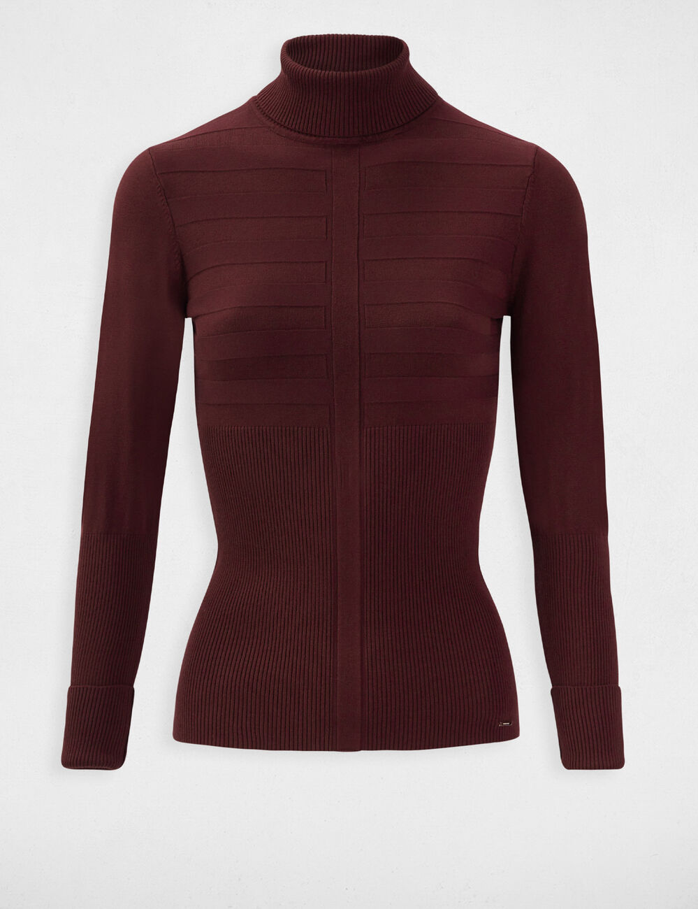 Nauwsluitende coltrui donkerpaars vrouw