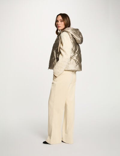 Doudoune brillante sans manches jaune or femme