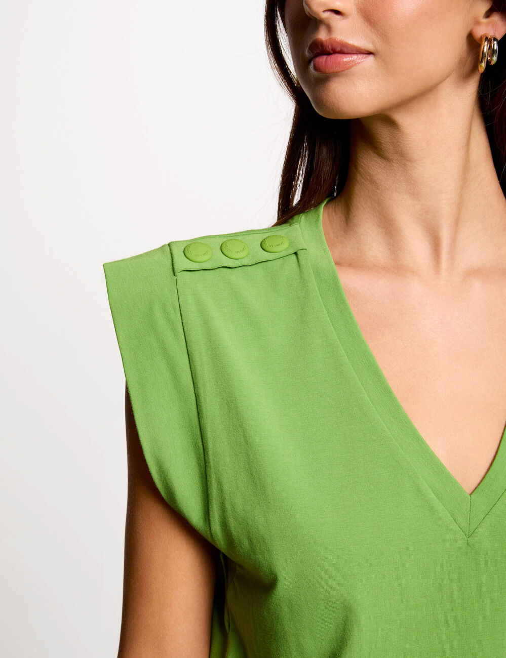 T-shirt manches courtes vert anis femme