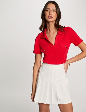 Jupe courte plissée blanc femme