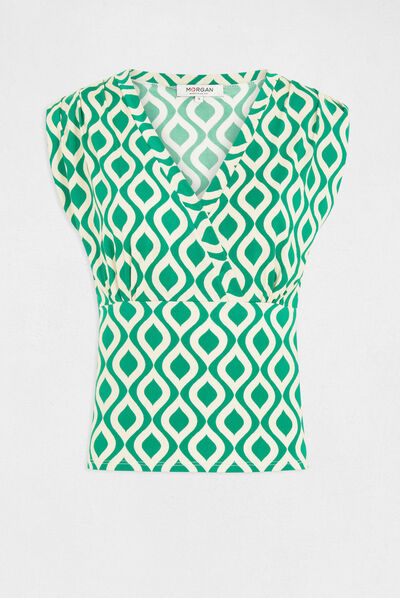 T-shirt met geometrische print groen vrouw