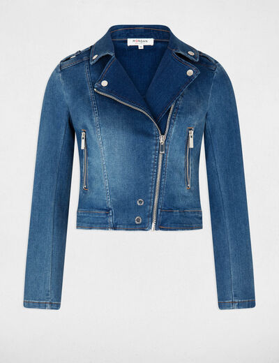 Spijkerjack met rits jean stone vrouw