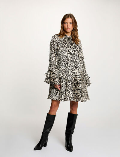 Robe courte plissée multicolore femme