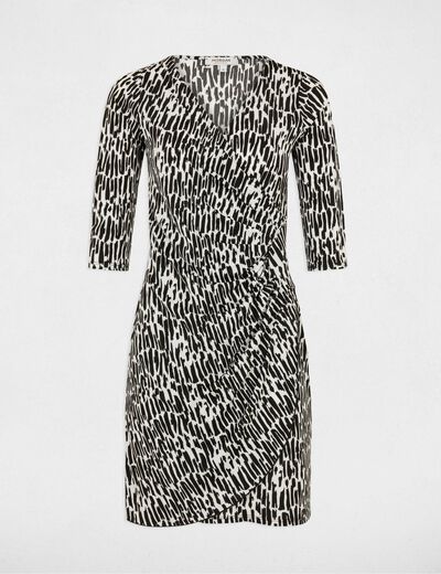 Robe ajustée drapée imprimé abstrait multico femme