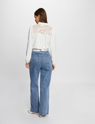T-shirt met lange mouwen ivoor vrouw