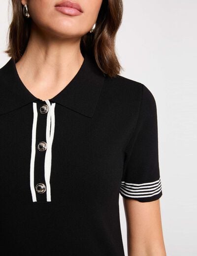 Robe courte col polo noir femme