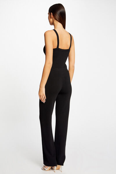 Combinaison cintrée en tricot noir femme