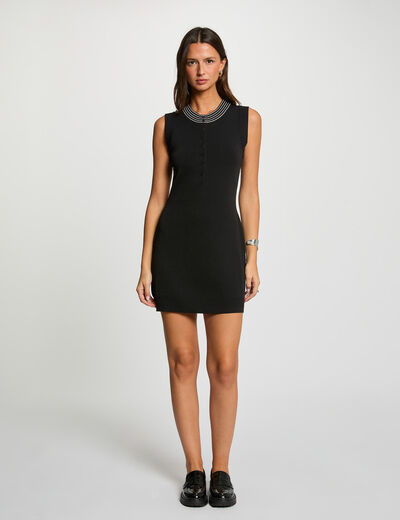 Robe tricot cintr&eacute;e noir femme