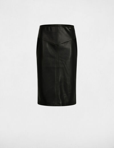 Jupe ajustée similicuir noir femme