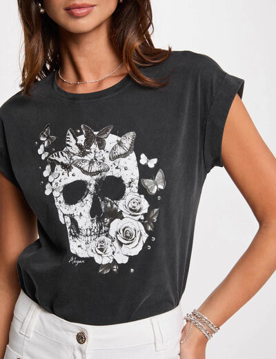 T-shirt manches courtes gris foncé femme