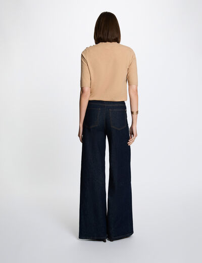 Trui ronde hals korte mouwen beige vrouw