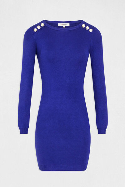 Getailleerde jurk met lange mouwen blauw medium vrouw