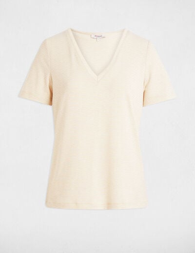 T-shirt met korte mouwen ecru vrouw